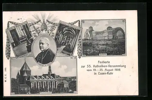 AK Essen /Ruhr, 53. Katholiken-Versammlung 1906, Münsterkirche, Hochaltar, Festhalle
