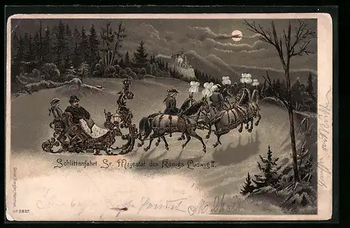 AK Schlittenfahrt Sr. Majestät des Königs Ludwig II.