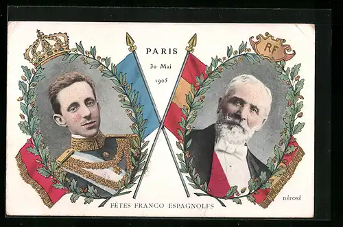 AK Paris, Fêtes franco-espagnoles 1905, König von Spanien