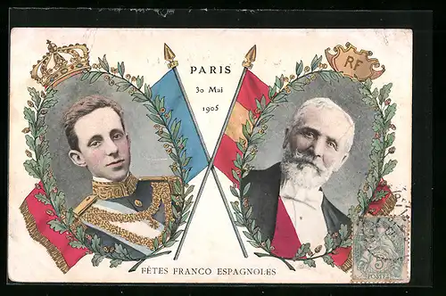 AK Paris, Fêtes franco-espagnoles 1905, König von Spanien