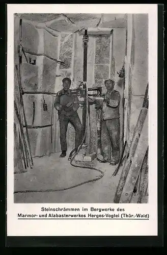 AK Herges-Vogtei, Steinschrämmen im Bergwerke des Marmor- und Alabasterwerkes