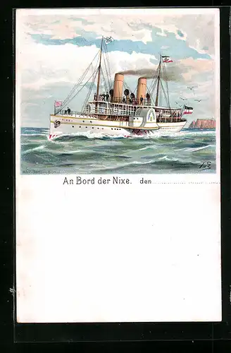 AK Passagierschiff Nixe mit Gästen an Deck