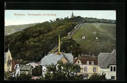 AK Wiesbaden, Nerobergbahn mit Neroberg