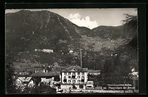 AK Piotta, Funicolare del Ritom, Albergo della Posta, Bergbahn