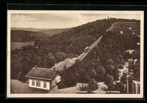 AK Wiesbaden, Nerobergbahn mit Neroberg