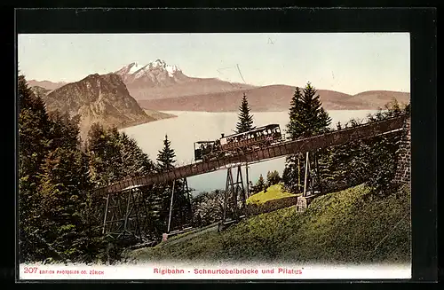 AK Rigibahn, Schnurtobelbrücke und Pilatus, Bergbahn