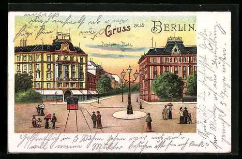 Lithographie Berlin-Tiergarten, Hotel Bellevue & Palast Hotel am Potsdamer Platz