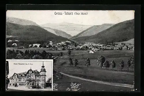 AK Gross-Tabarz /Thür. Wald, Hotel Felsental, Bes. Fr. Rose, Panorama