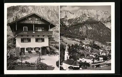 AK Schellenberg /Obb., Hotel Haus Rauch, Ortsansicht mit Bergpanorama