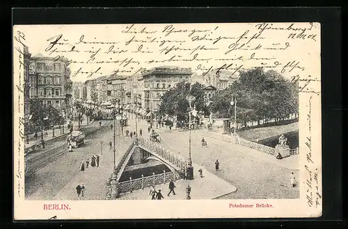 AK Berlin-Tiergarten, Strassenbahn an der Potsdamer Brücke