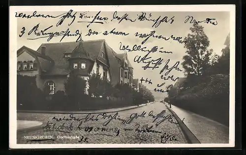 AK Neunkirchen, Goethestrasse mit Bäumen