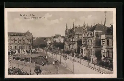 AK Bochum, Kaiser Wilhelm-Strasse mit Anlagen
