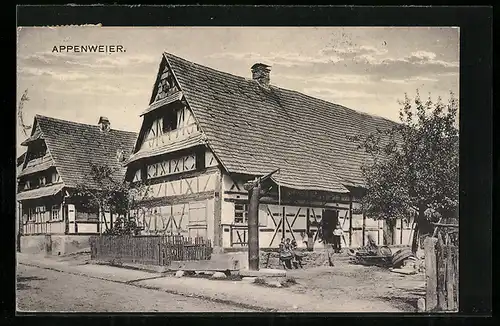 AK Appenweier, Strassenpartie mit Fachwerkhäusern