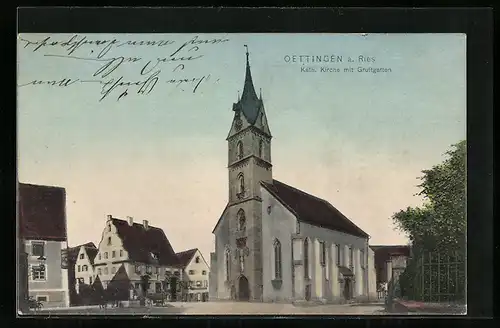 AK Oettingen a. Ries, Katholische Kirche mit Gruftgarten