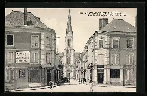 AK Chateau-Gontier, Rue René d`Anjou et Eglise St-Rémy