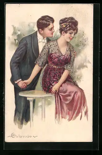 Künstler-AK E. Colombo: Paar versöhnt sich nach einem Streit