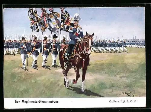 Künstler-AK Döbrich-Steglitz: Der Regiments-Kommandeur, G. Gren. Rgt. 2. G. K.