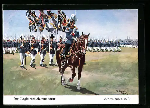 Künstler-AK Döbrich-Steglitz: Der Regiments-Kommandeur, G. Gren. Rgt. 2. G. K.