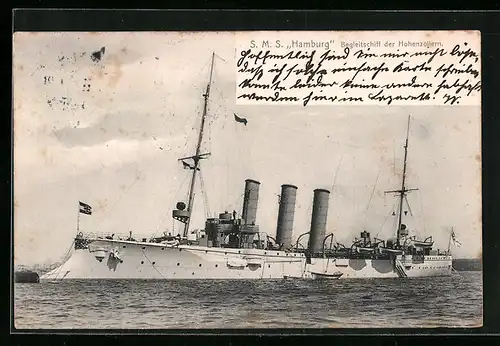 AK Kriegsschiff SMS Hamburg, Begleitschiff der Hohenzollern