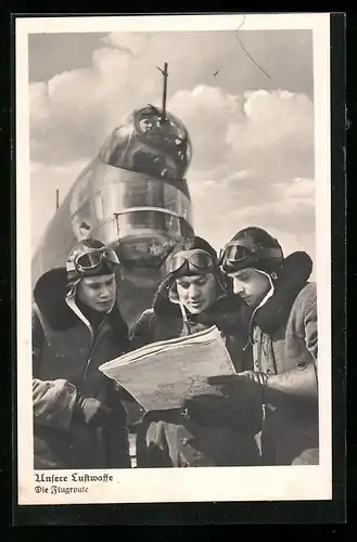 AK Kampfpiloten beim Besprechen der Flugroute