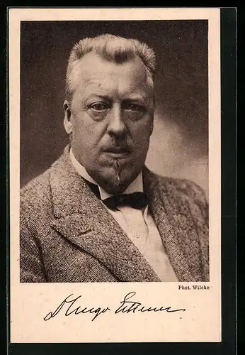 AK Hugo Eckener, Portrait des Luftschiffbauers mit Signatur, Nachfolger von Graf Zeppelin