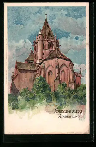 Künstler-AK Franz Xaver Hoch: Strassburg, Blick auf die Thomaskirche