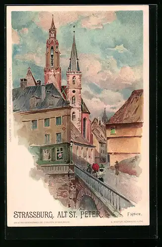 Künstler-AK Franz Xaver Hoch: Strassburg, Blick auf Alt St. Peter