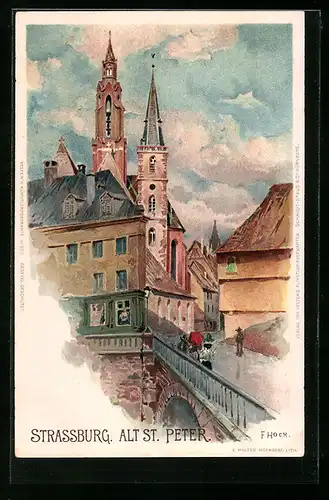 Künstler-AK Franz Xaver Hoch: Strassburg, Blick auf Alt St. Peter