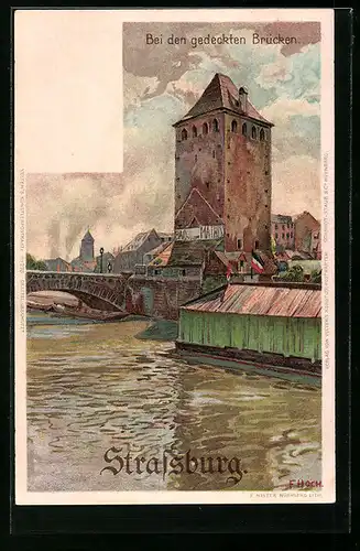 Künstler-AK Franz Xaver Hoch: Strassburg, Bei den gedeckten Brücken