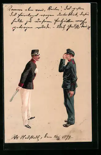 Künstler-AK Richard Hegedüs-Geiger: Soldat salutiert