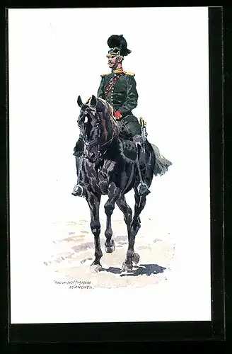Künstler-AK Anton Hoffmann - München: Berittener Offizier der K. B. Gendarmerie 1870