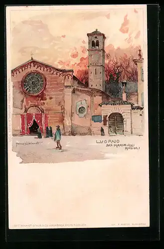 Künstler-AK Manuel Wielandt: Lugano, Sta. Maria degli Angioli, Strassenpartie