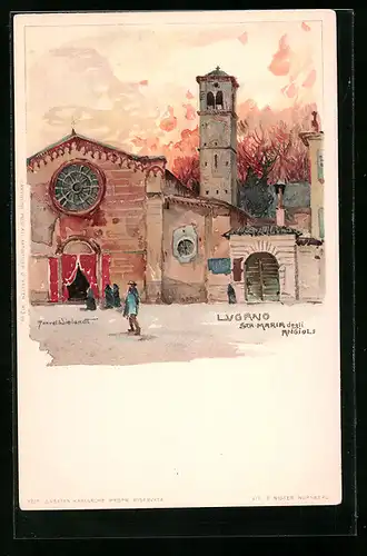 Künstler-AK Manuel Wielandt: Lugano, Sta. Maria degli Angioli, Strassenpartie