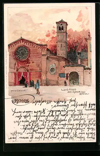 Künstler-AK Manuel Wielandt: Lugano, Sta. Maria degli Angioli, Strassenpartie