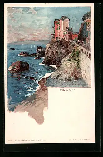 Künstler-AK Manuel Wielandt: Pegli, Meer mit Strasse