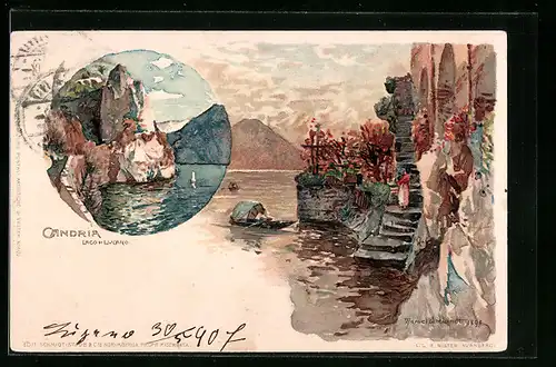 Künstler-AK Manuel Wielandt: Gandria, Motive am Lago di Lugano