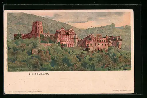Künstler-AK Karl Mutter: Heidelberg, Schlossruine