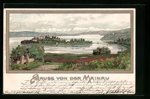 Künstler-AK Karl Mutter: Mainau, Inselpanorama