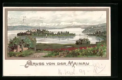 Künstler-AK Karl Mutter: Mainau, Inselpanorama