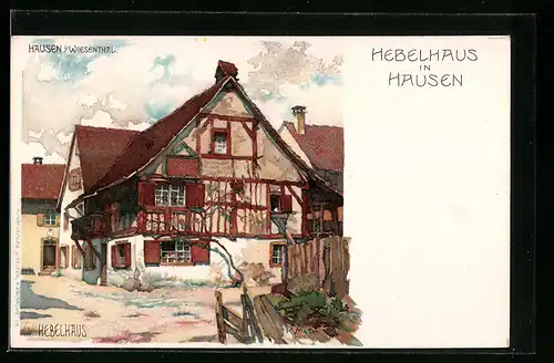 Künstler-AK Karl Mutter: Hausen i. Wiesenthal, Partie am Hebelhaus