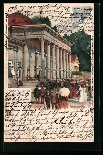 Künstler-AK Karl Mutter: Baden-Baden, Passanten am Conversationshaus