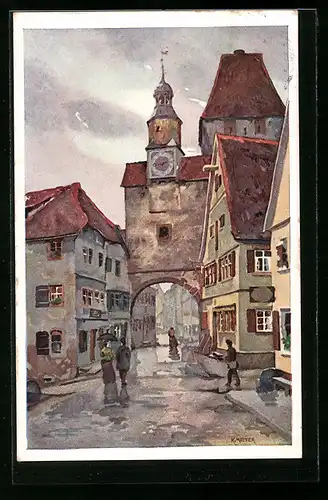 Künstler-AK Karl Mutter: Rothenburg o. T., Roederbogen