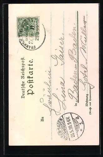 Künstler-AK Karl Mutter: Karlsruhe, Schloss mit Bootspartie