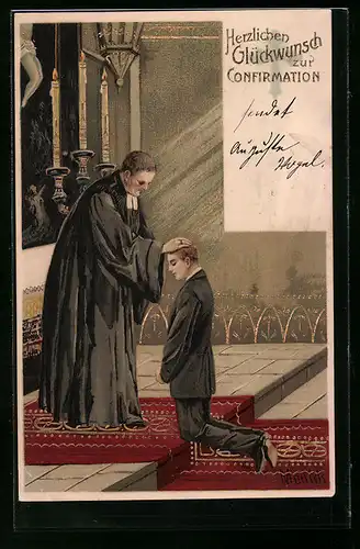 Künstler-AK Alfred Mailick: Junger Mann bei seiner Konfirmation