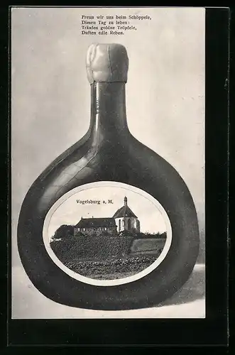 AK Vogelsburg a. M., Kirche im Bauch einer Weinflasche