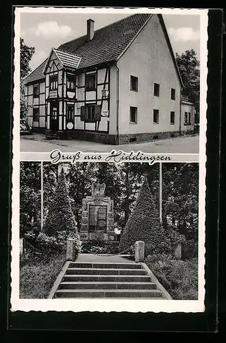 AK Hiddingsen ü. Soest, Gasthaus Uhe-Kampschulze, Treppe zum Ehrenmal
