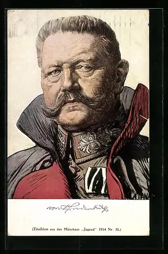 AK Portrait von Paul von Hindenburg in Winteruniform