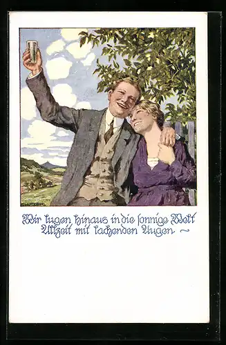 Künstler-AK Ernst Kutzer: Fröhliches Paar