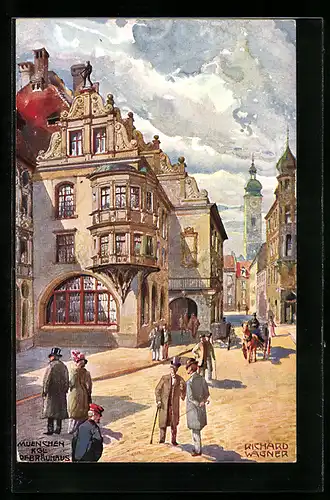 Künstler-AK Richard Wagner: München, Kgl. Hofbräuhaus, Pferdekutsche