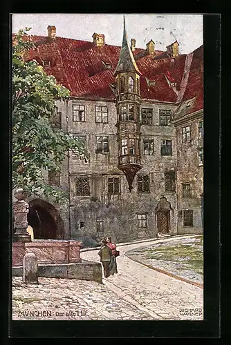 Künstler-AK Richard Wagner: München, Der alte Hof mit Brunnen